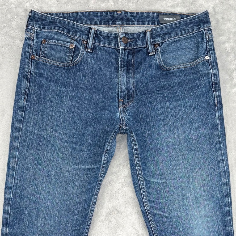 Bonobos Jeans Mens 35 (Fits 35x29.5) Blue The Blue Jean Tailored Fit Stretch